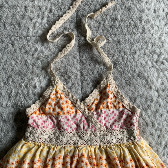 ‼️SOLD‼️Flowered halter sundress with crochet detailing. - Picture 3 of 4